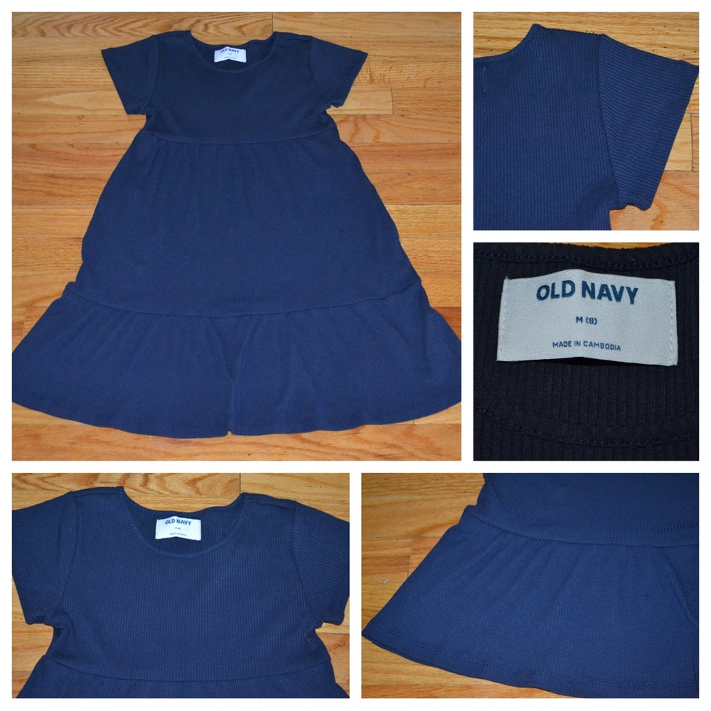 Youth girls Old Navy blue ribbed dress, size M 8
